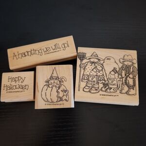 Stampin' Up! Halloween Rubber Stamps Set VINTAGE 1998 New Without Box 4 Stamps